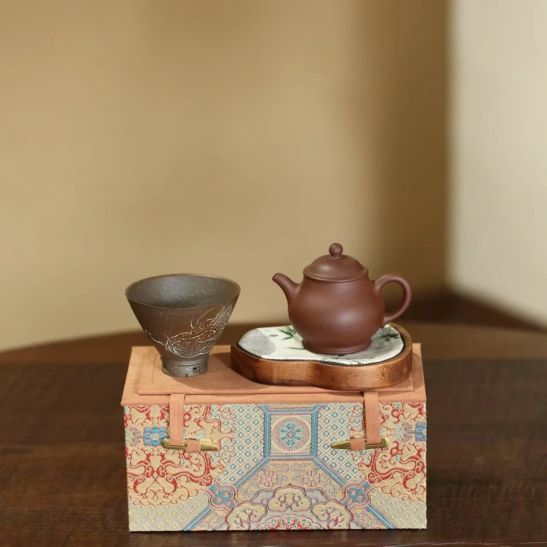 年货包 18-三件-玲珑盏-小高潘-胡桃木壶承