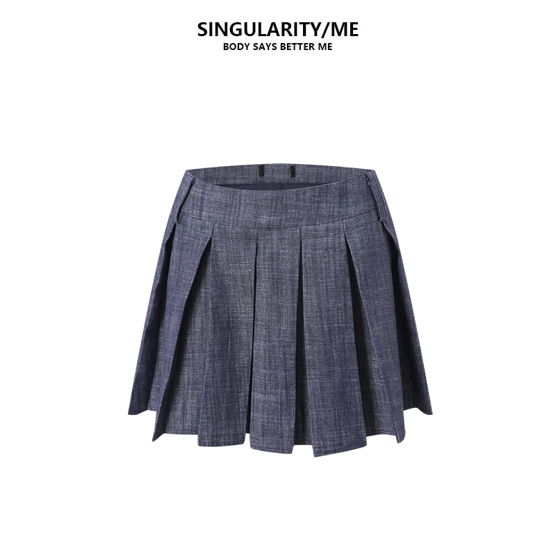 Singularity Me 4A EX 0424 活力减龄少女风亚麻休闲夏百褶裙短裙