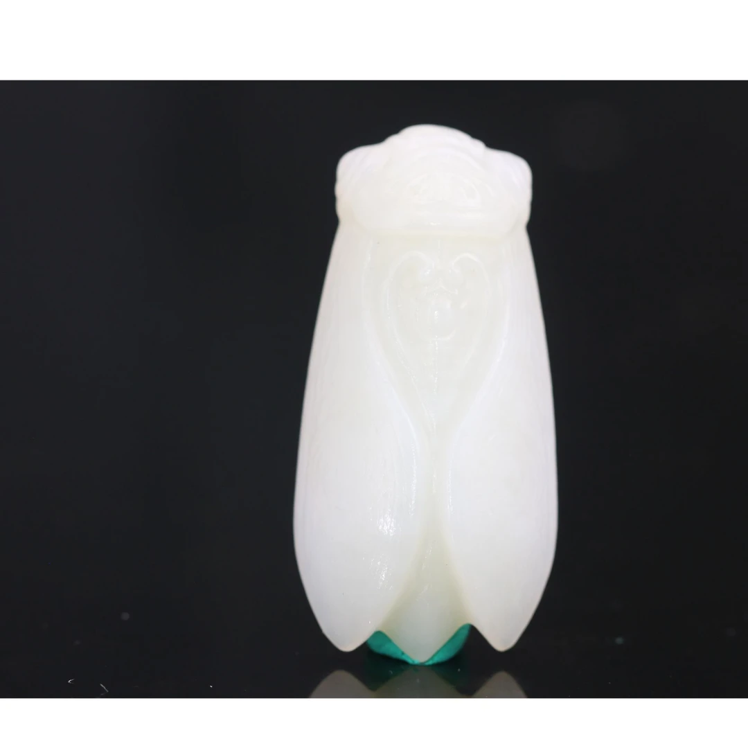 和田玉白玉蝉一鸣惊人百搭镶嵌巧雕手工