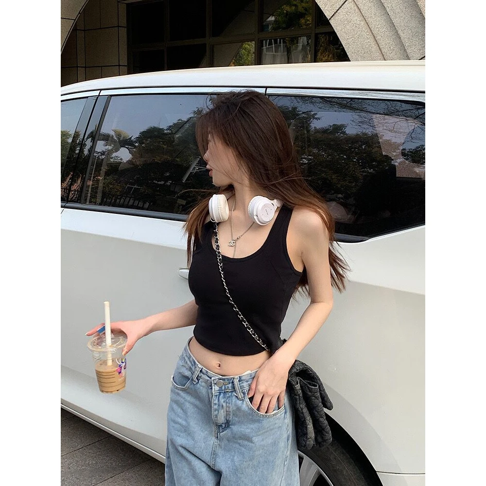 2025夏季新款免穿内衣带胸垫固定杯背心韩版甜辣美背吊带内搭露背