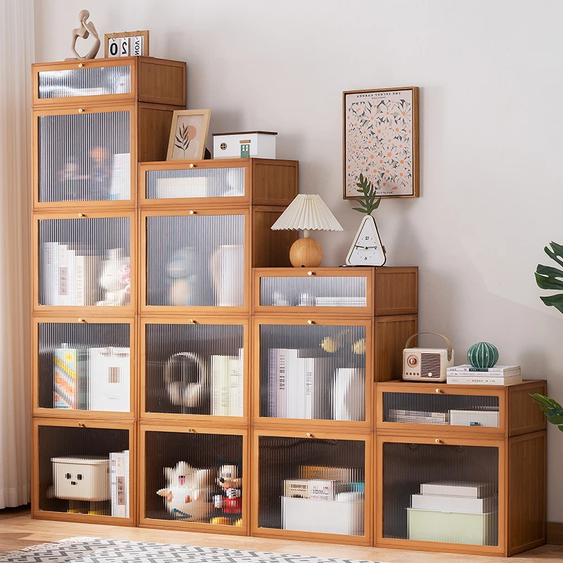 书架落地置物架书柜子家用儿童客厅实木简易卧室靠墙杂物柜展示柜
