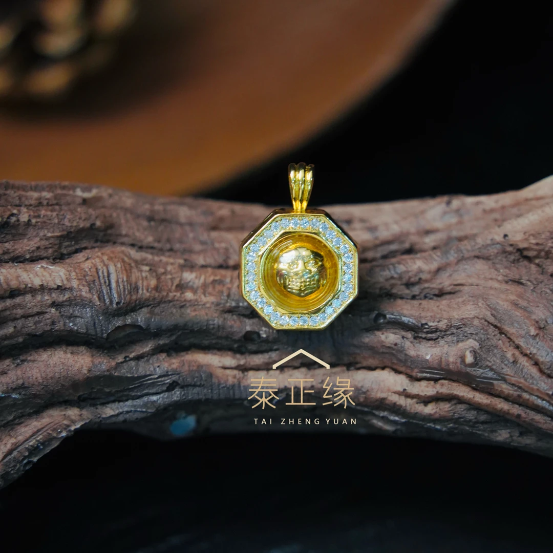 合金锆石吊坠 镶嵌黄色挂坠泰正缘路烫拉胡正品金色轻奢饰品吊坠