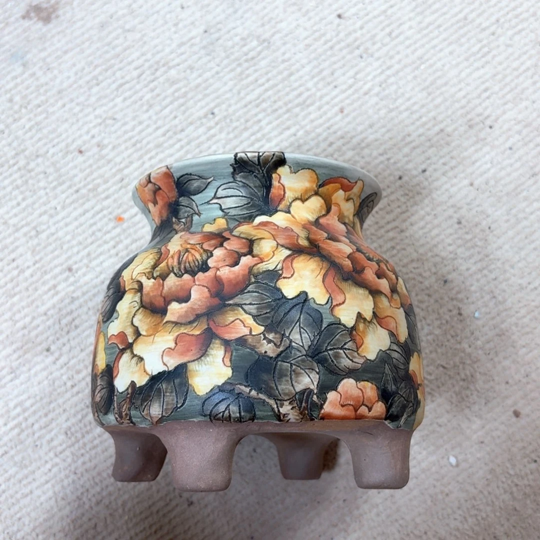 琴***花紫砂花盆陶瓷多肉花盆精品