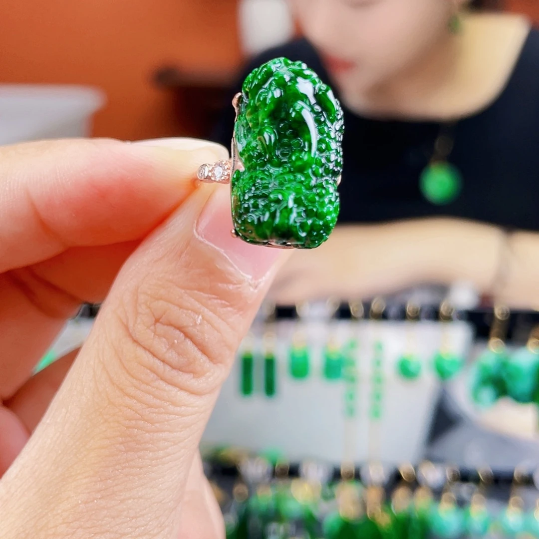 银S925镶嵌翡翠耳饰