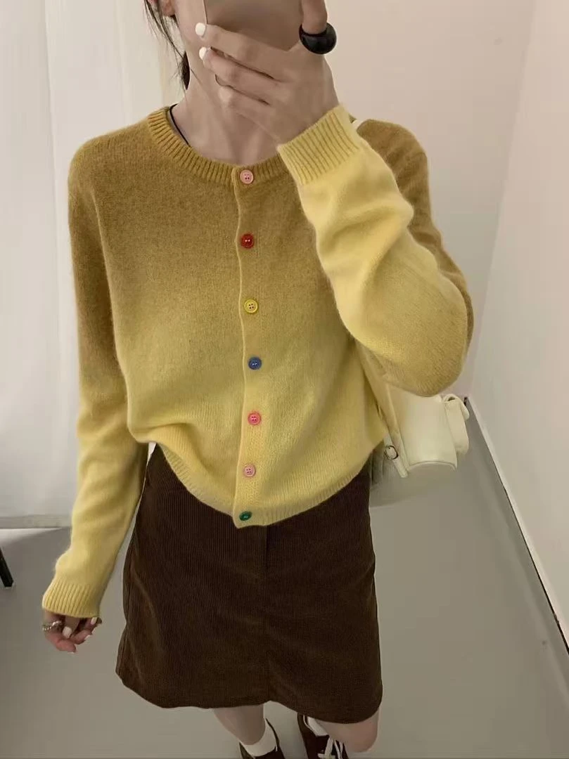 深圳南油py温柔风毛茸茸针织开衫女毛针织衫韩版常规圆领宽松型