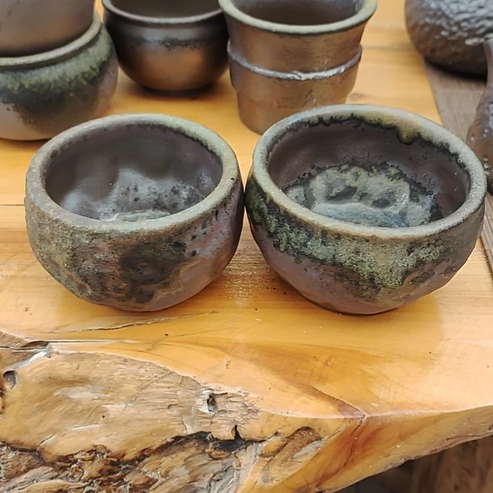 茶***香坭兴陶纯柴烧全手工茶杯2个