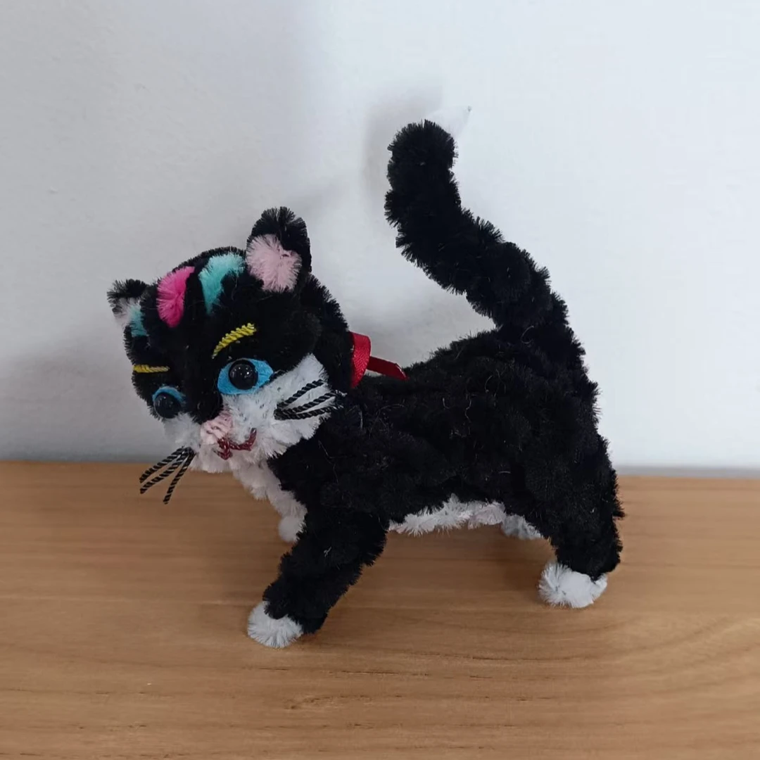【英家手作】毛绒猫咪扭扭棒玩偶DIY材料包送教程可做两个（非成品）