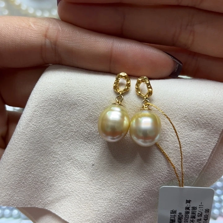 海水珍珠耳饰银S925镶嵌