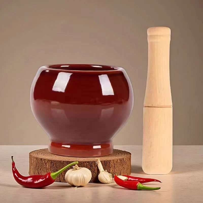 家用老式陶瓷加厚蒜臼子捣蒜器大号捣蒜泥神器压蒜器捣碎研磨防滑