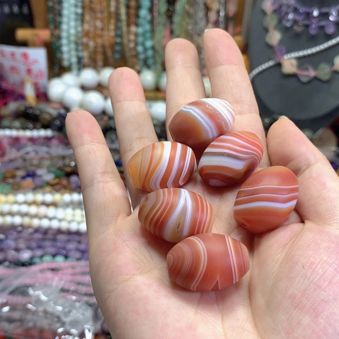 未镶嵌玛瑙/玉髓珠宝半成品蚕丝玛瑙一颗卡18*25mm