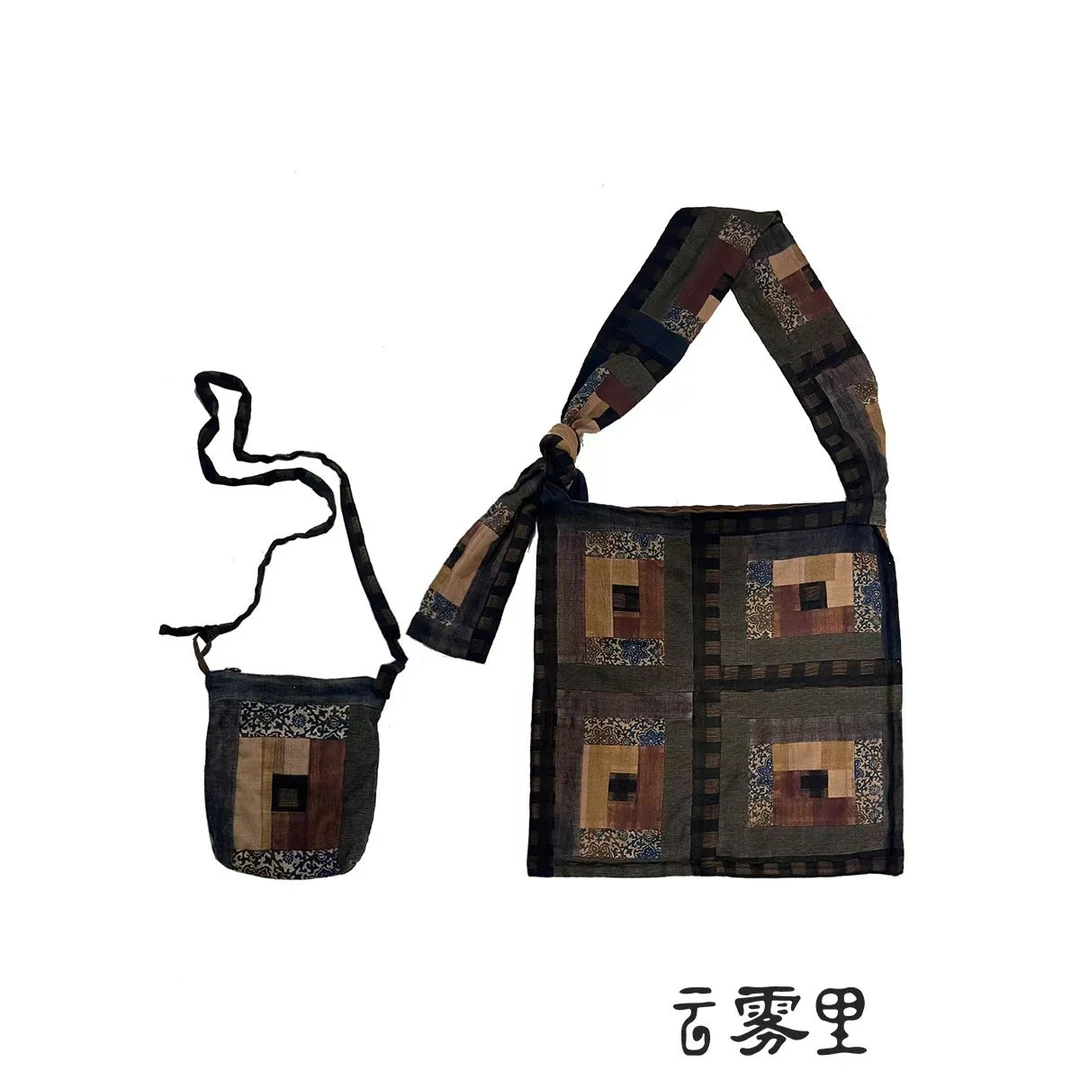 妝點家  云雾里 亚麻 复古文艺松弛感亚麻斜挎母子包 Y24FW 3166