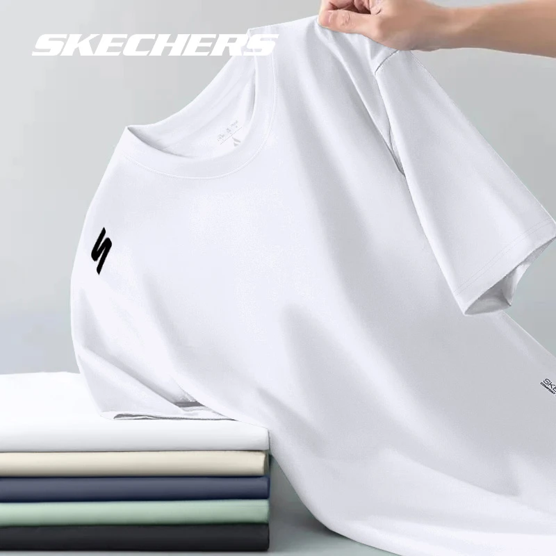 斯凯奇短袖T恤夏季冰丝半袖健身透气简约百搭上衣男高质量短袖潮