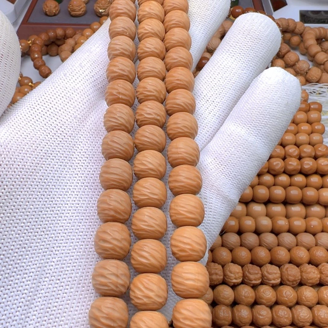 猴头核桃手串手工雕刻云锦手串