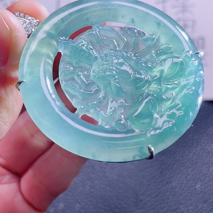 翡翠颈饰银S925镶嵌999999999