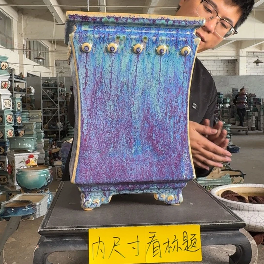 。一风堂石湾花盆 轻微变形 内18*28