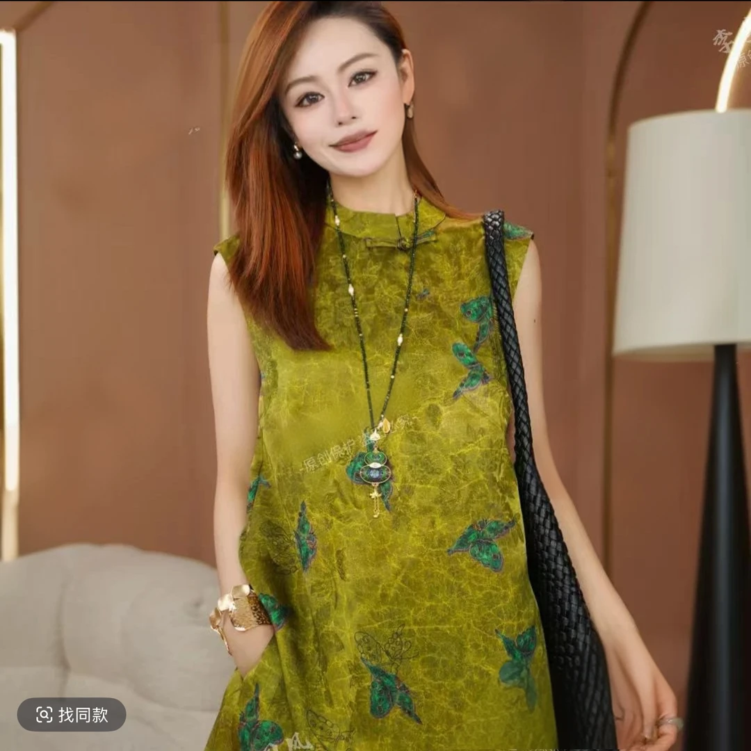 【黛绿】2025年春夏款新款绿色新中式马甲C2672