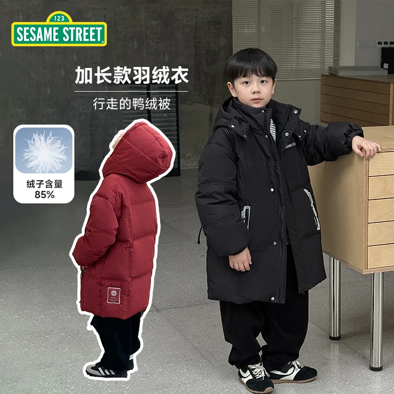 【ZB】芝麻街冬款儿童长款净版连帽羽绒服ZDAM101