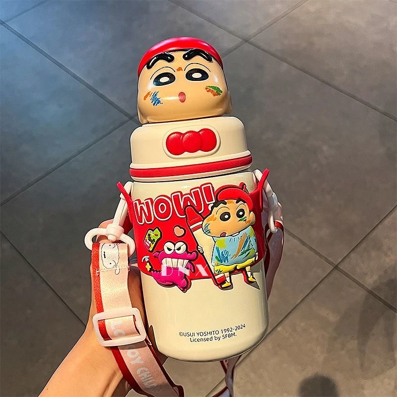 蜡笔小新女生水杯不锈钢水杯公仔大容量吸管杯子新款创意吸管杯
