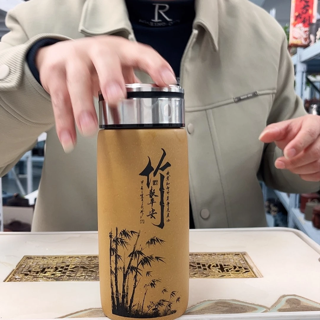 茶杯紫砂竹报平安车载杯