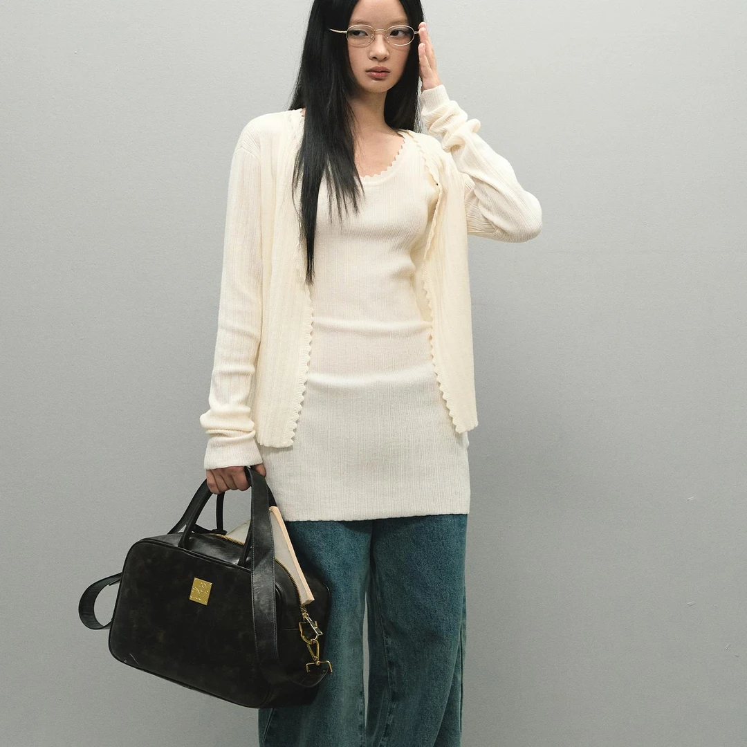 【LaluneDuCiel】慵懒针织开衫/背心连衣裙女秋季LAXQ00170