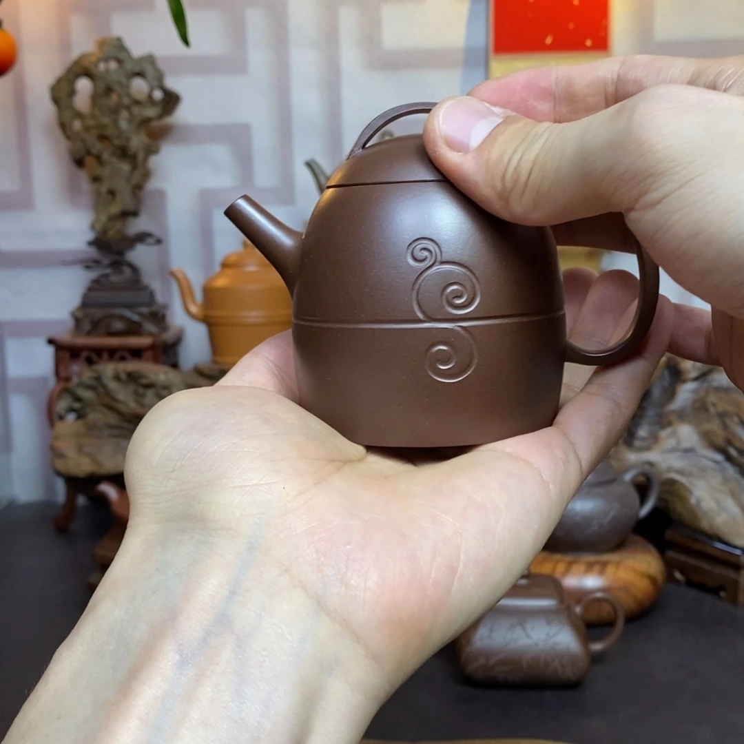 茶壶紫砂紫砂茶具紫泥祥云秦权
