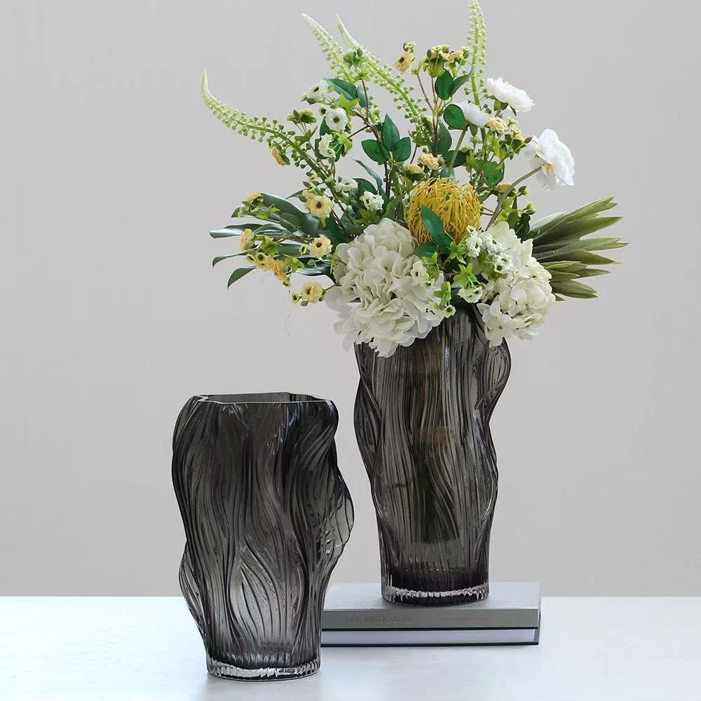 卓拉鲜花-简约创意大口高级手工玻璃水培花瓶用于家居软装摆件