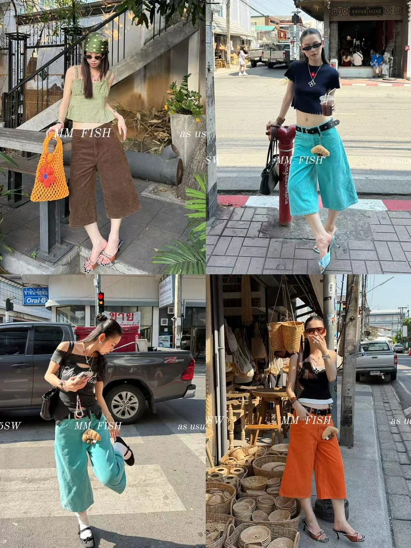 馒头 福（1mtk120#）泰兰德的夏天～ 灯芯绒的 高腰休闲7分短裤 7-9