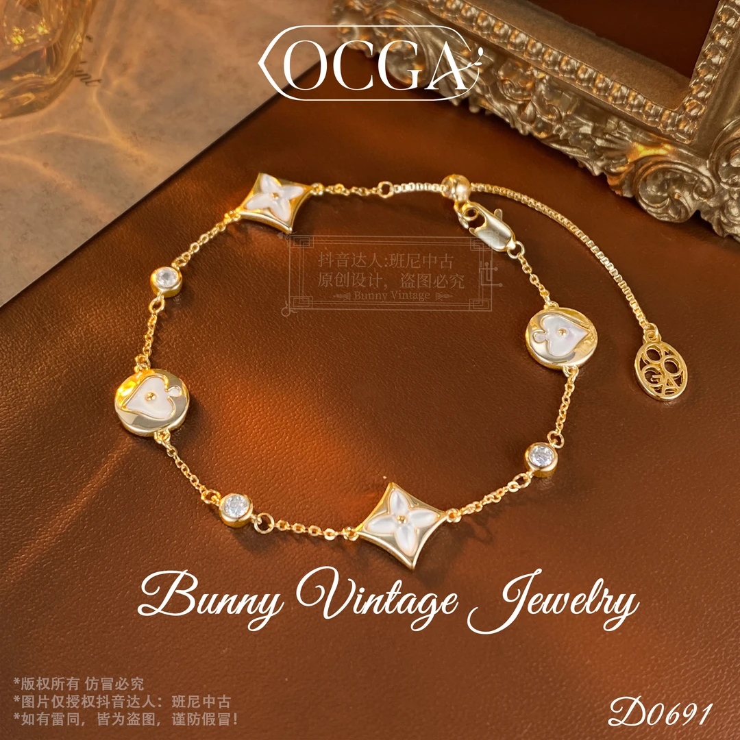 镀K金D0691法【幸运黑桃】秋冬OCGA 欧斯伽斯手链
