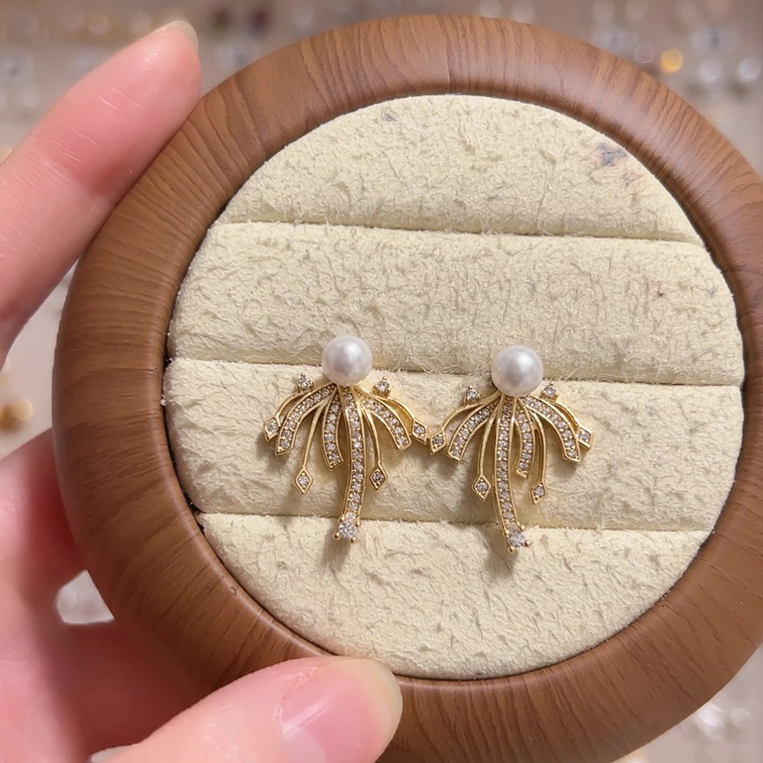 淡水珍珠耳钉银S925镶嵌