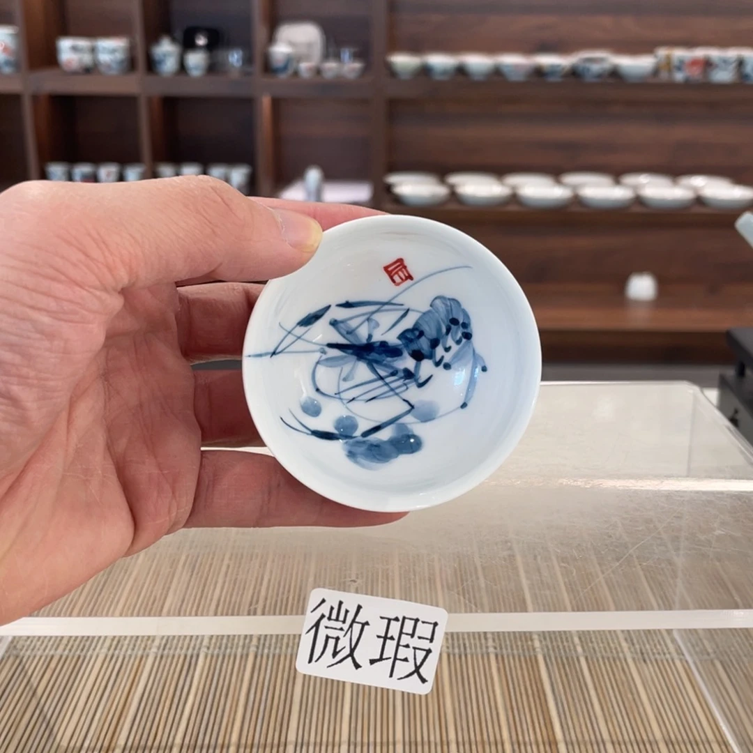 釉下手绘茶具微瑕