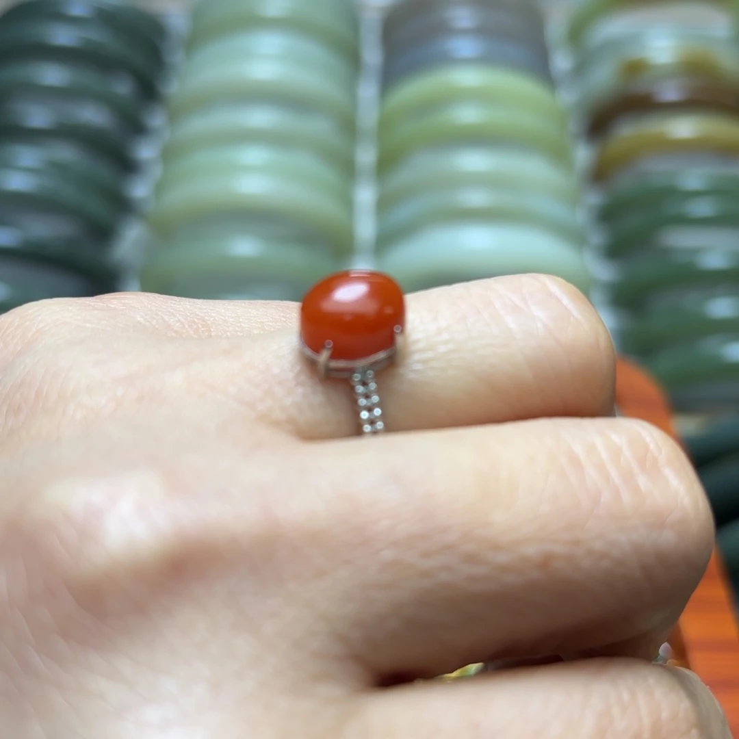 和田玉戒指银S925镶嵌