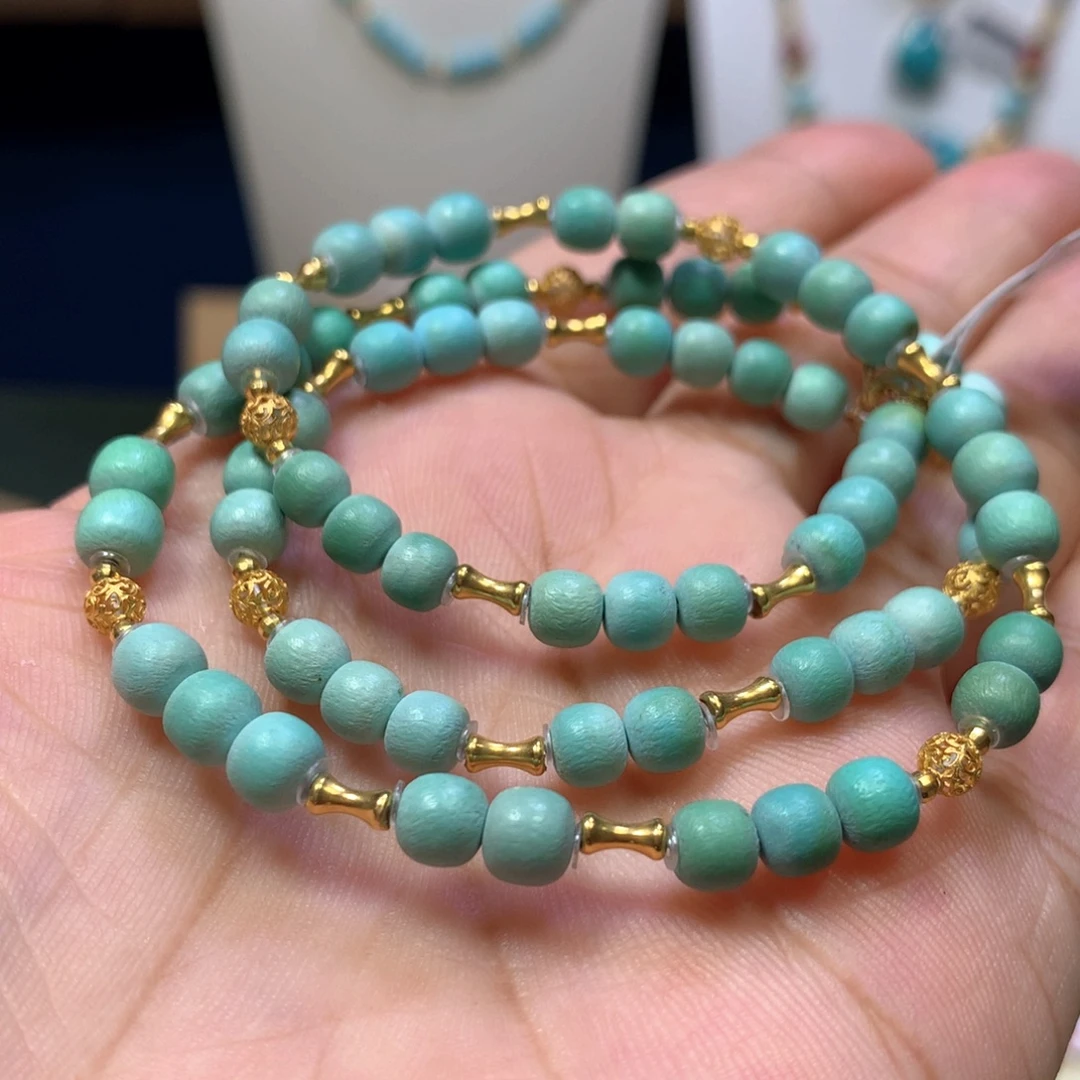 18K金镶嵌绿松石锁骨5mm