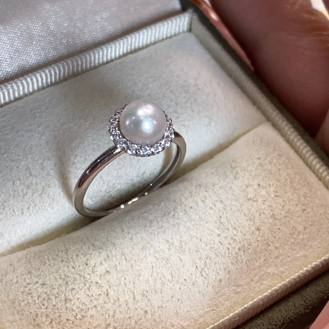 淡水珍珠戒指银S925镶嵌