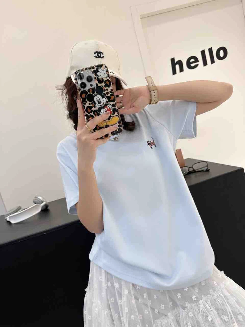 短袖圆领透气休闲风刺绣常规T恤休闲cleanfit风连衣裙短裙A字短裙