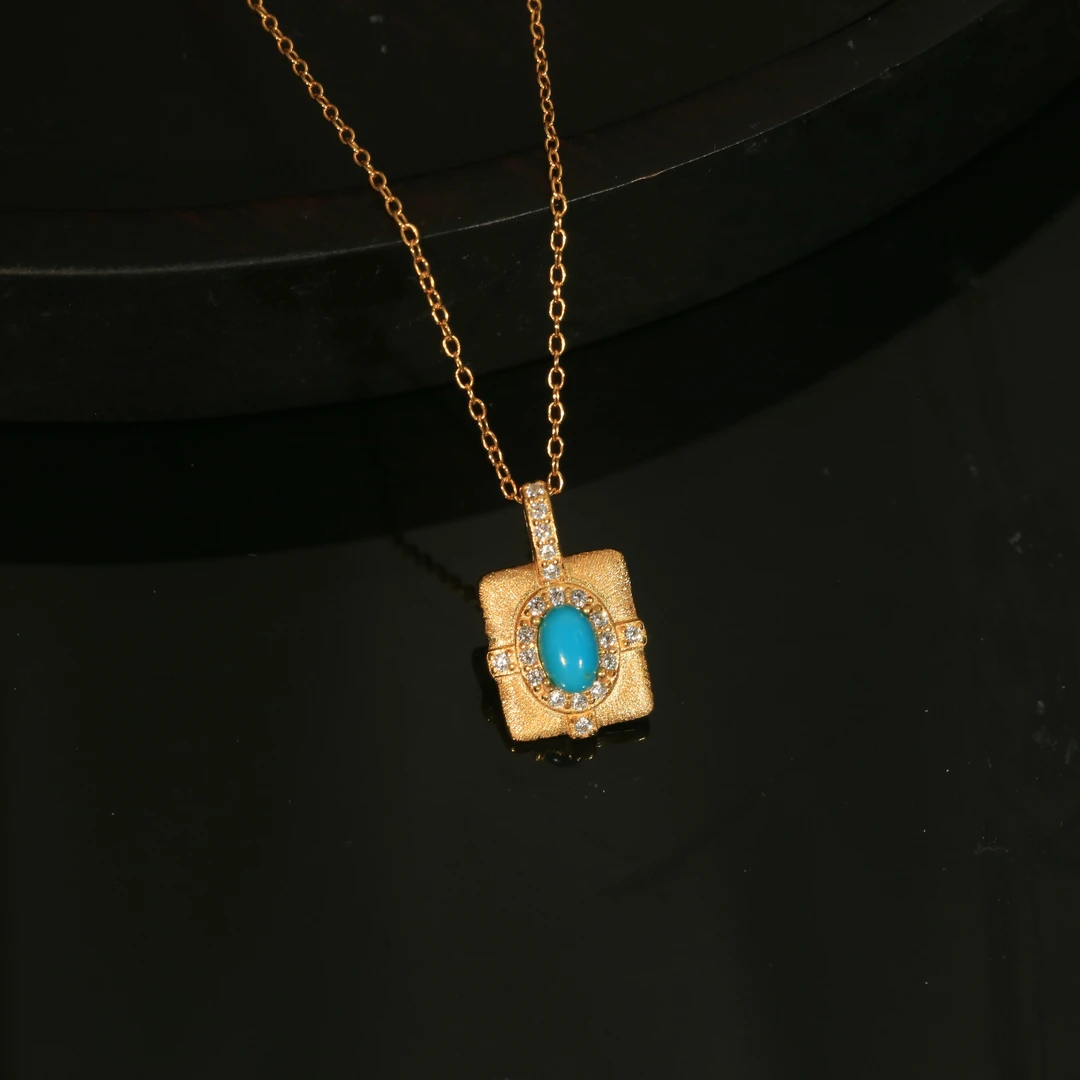 【闫闫专属】安曼博S925银绿松石美松吊坠 约6*8MM XZ0847BZ