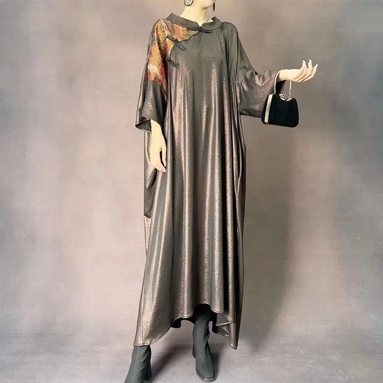 【大海轻奢】L23654新款咖色烫金设计师款时尚款连衣裙