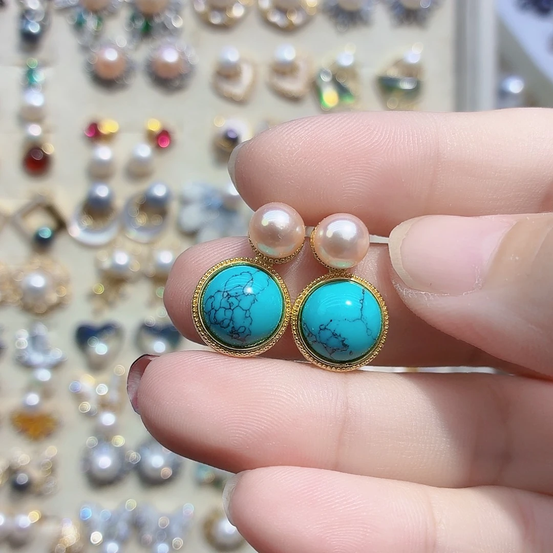 合金淡水珍珠耳饰