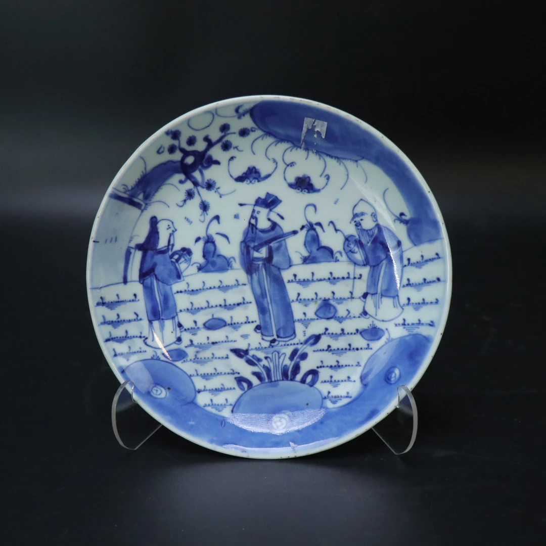 Lot.25120277清雍正青花人物赏盘 直径：约19.2cm