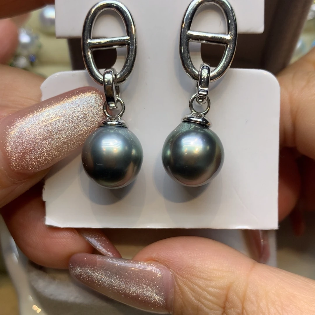 银S925镶嵌耳饰海水珍珠