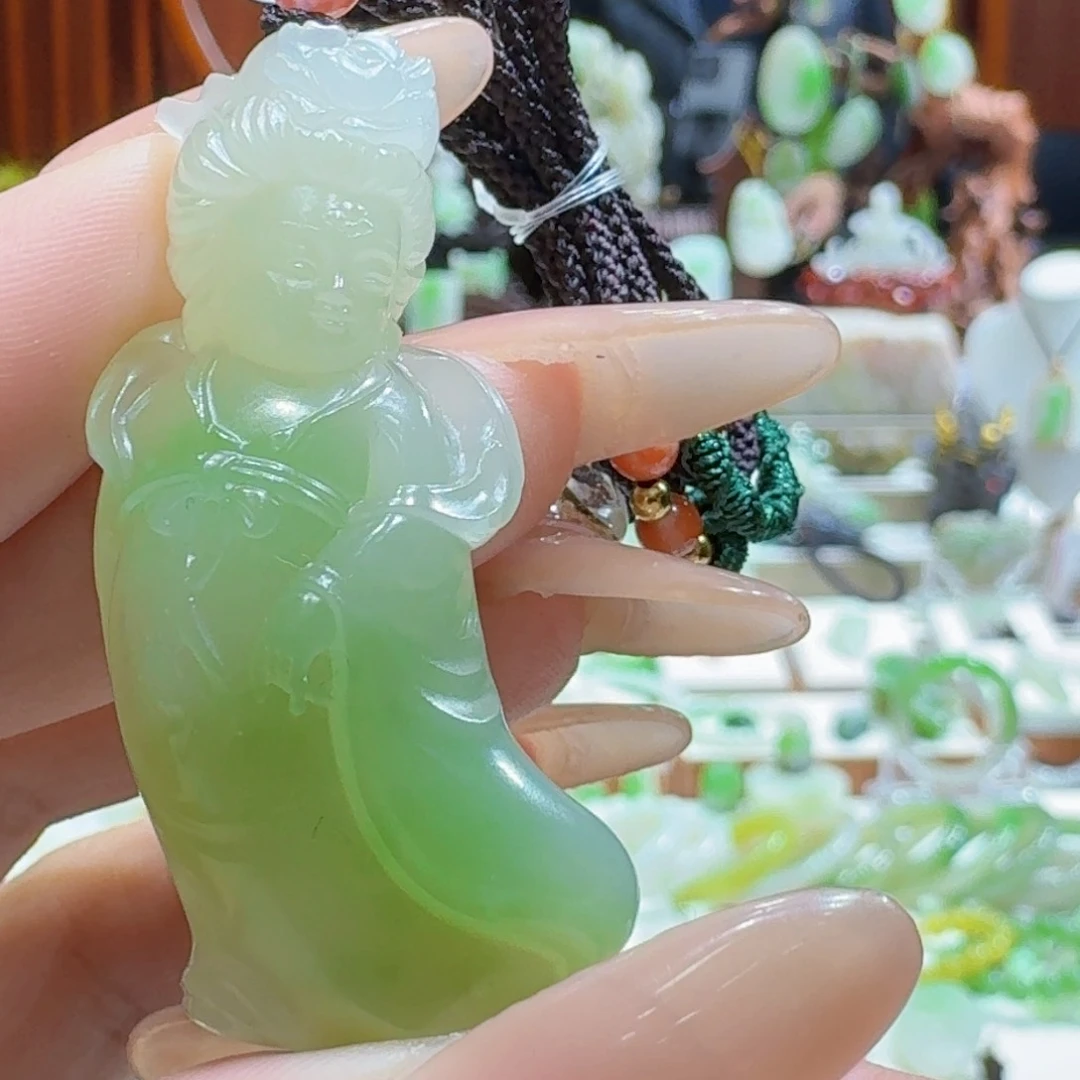 和田玉翠青冰底唐女未镶嵌