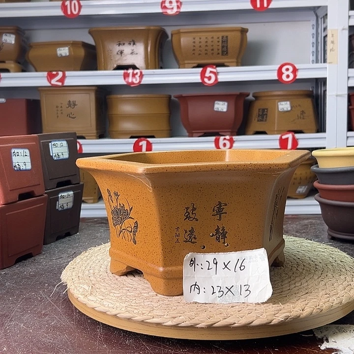 紫砂花盆蛇年大吉