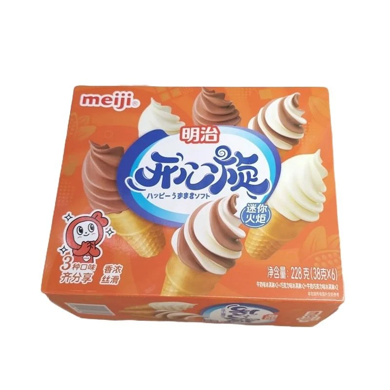 明治 开心旋迷你火炬冰淇淋(牛奶味+巧克力味+牛奶巧克力味) 228g(38g*6支)/盒