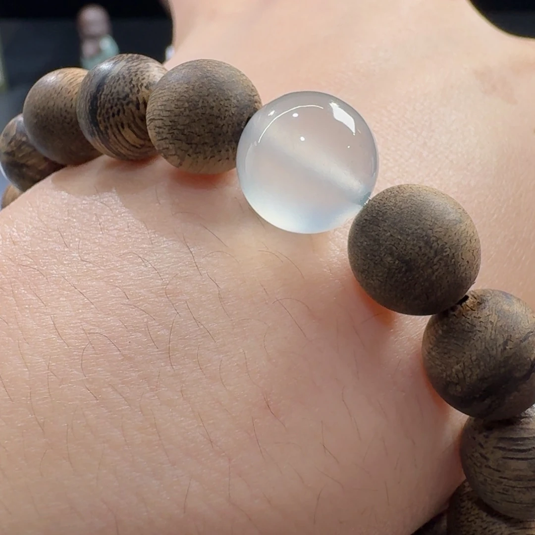 未镶嵌手串翡翠毕业！炸光！超绝大灯泡！玻璃蓝钢单珠卡12.4