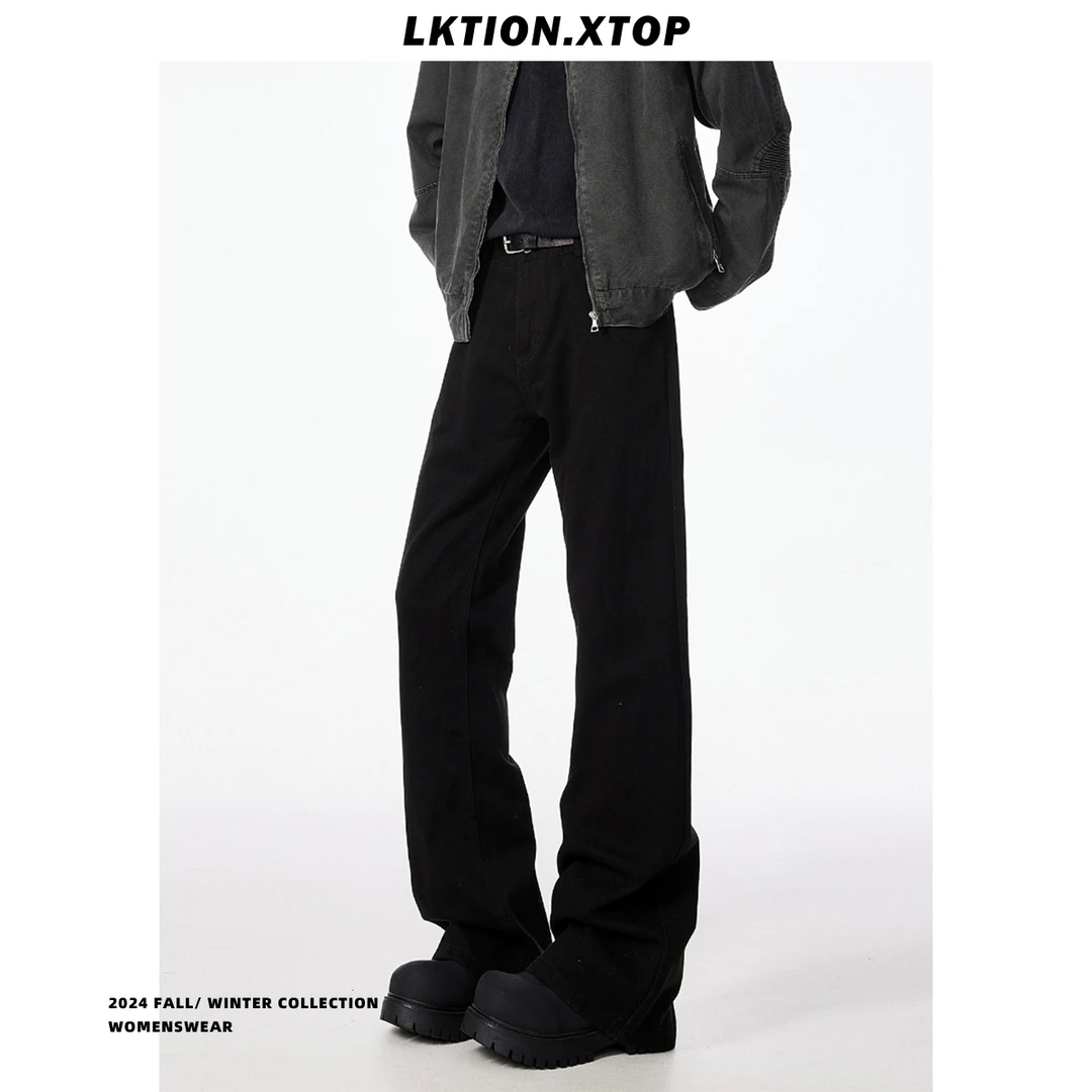 LK正品 巴家同款bootcut黑色弯刀微喇牛仔裤vibe美式直筒裤子