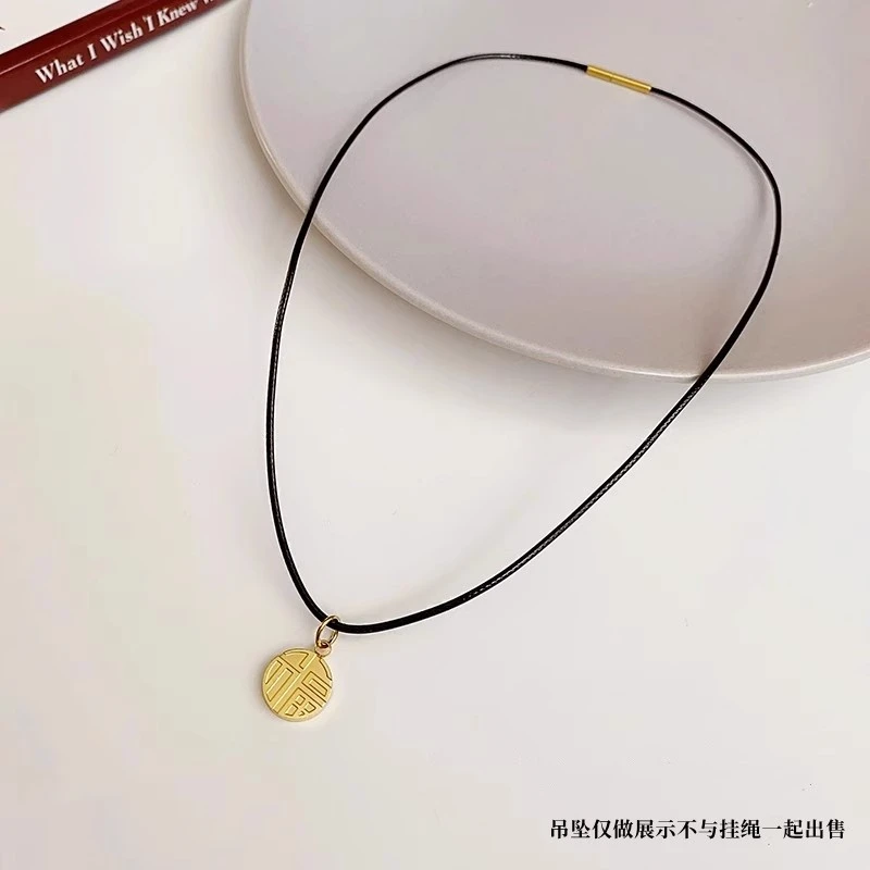 小金吊坠挂绳黑色项链绳女红黑绳小皮绳挂件蜡皮绳子颈链不易掉色