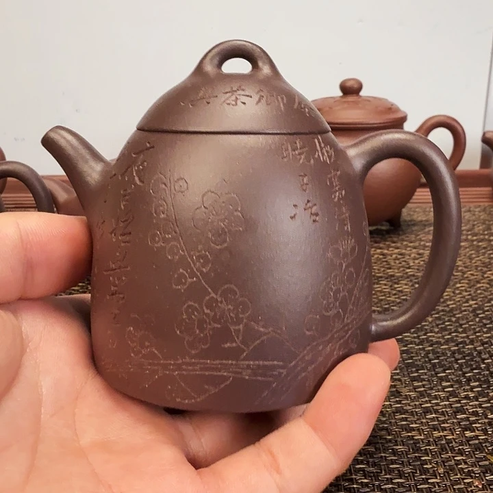 徐***！茶壶紫砂四号井紫泥秦权壶