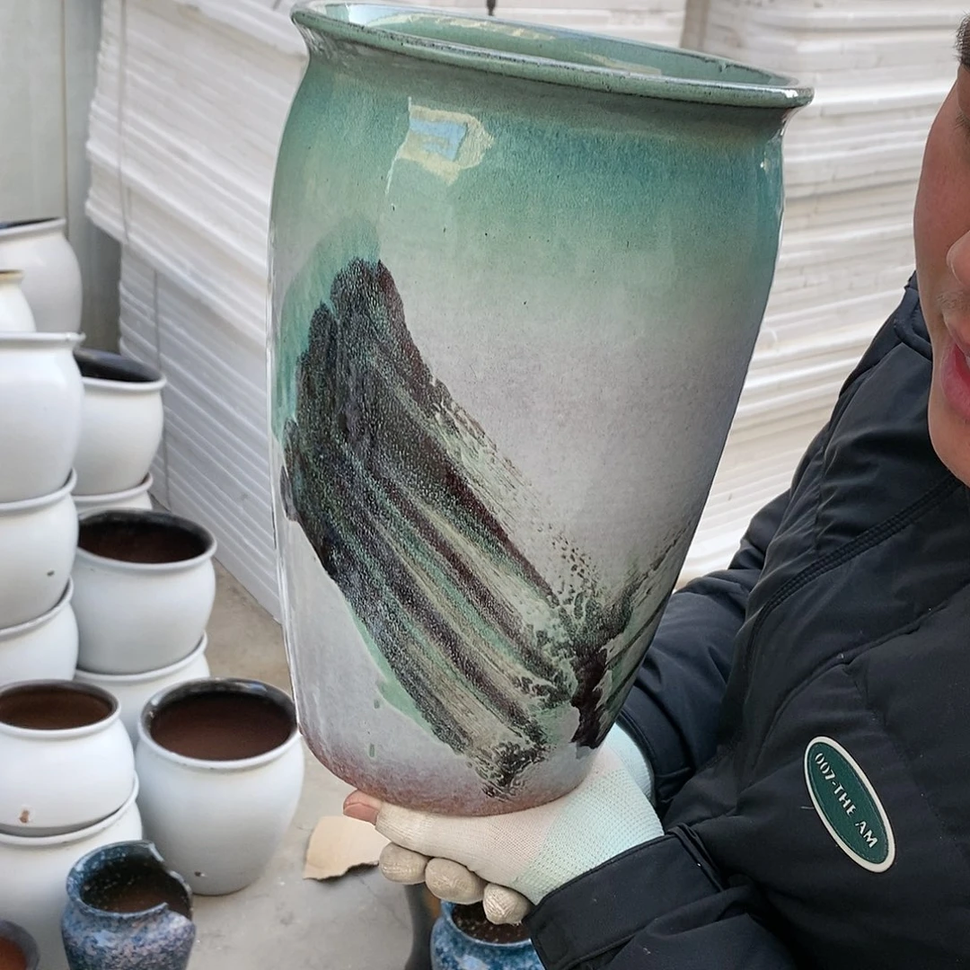 紫砂花盆瑕疵口20高31瑕疵