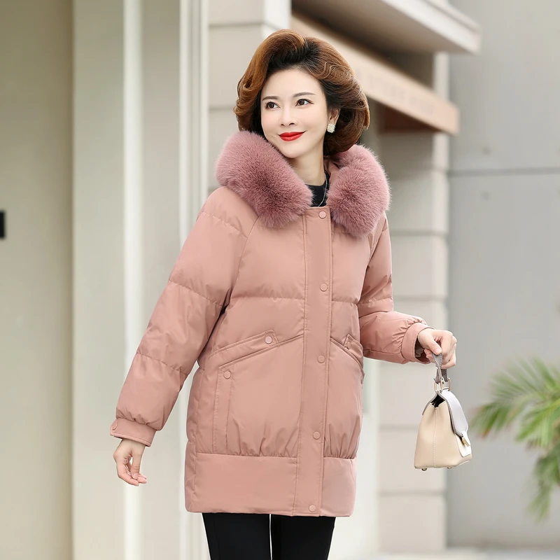 中老年女装时尚中长款棉衣短款保暖中年女士45-50岁高档妈妈装