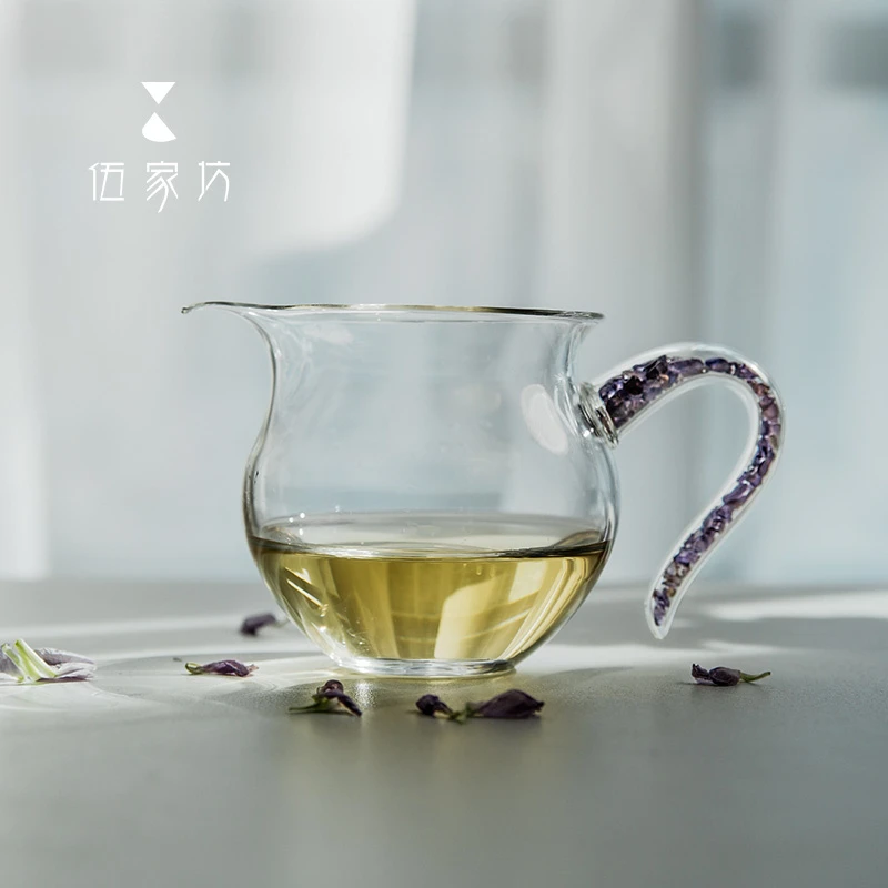 伍家坊紫研耐热公道杯分茶器家用泡茶分享器水晶玻璃茶道茶具