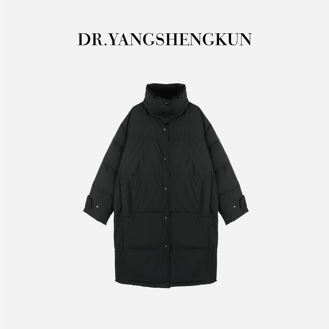 杨圣坤2025冬季新品90白鹅绒简约百搭立领长款羽绒服女EY25101703